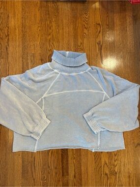 aerie Light Blue Mock Neck Turtleneck Lounge Sweatshirt